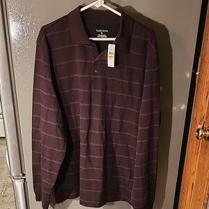 Van Heusen Men's Black and Red Striped Shirt
